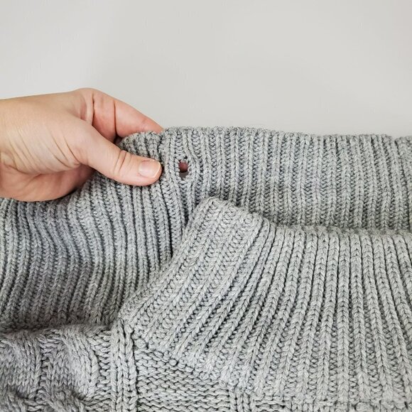 Faithfull the Brand Womens Chunky Sweater Size 6 Gray Mock Neck Cable Knit FLAW - Picture 6 of 8
